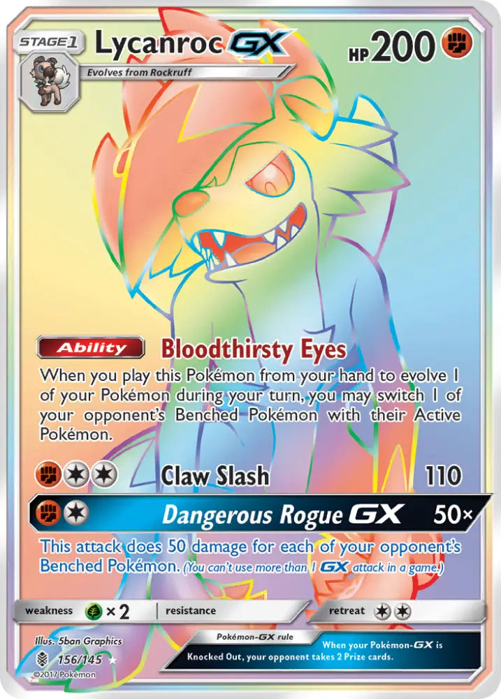 Lycanroc GX (156/145) [Sun & Moon: Guardians Rising] - Pokemon Single