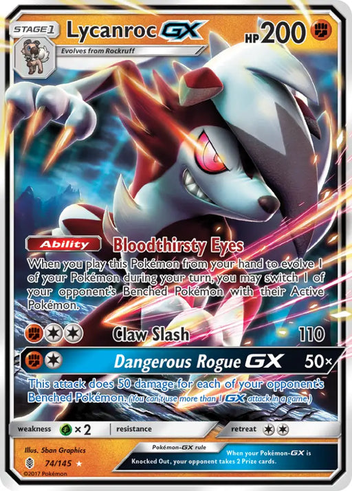 Lycanroc GX (74/145) [Sun & Moon: Guardians Rising] - Pokemon Single