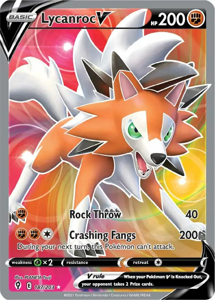 Lycanroc V (187/203) [Sword & Shield: Evolving Skies] - Pokemon Single