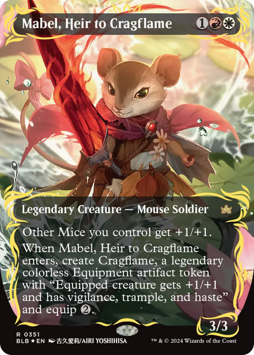 Mabel Heir to Cragflame (Borderless) (Raised Foil) [Bloomburrow] - MTG Single