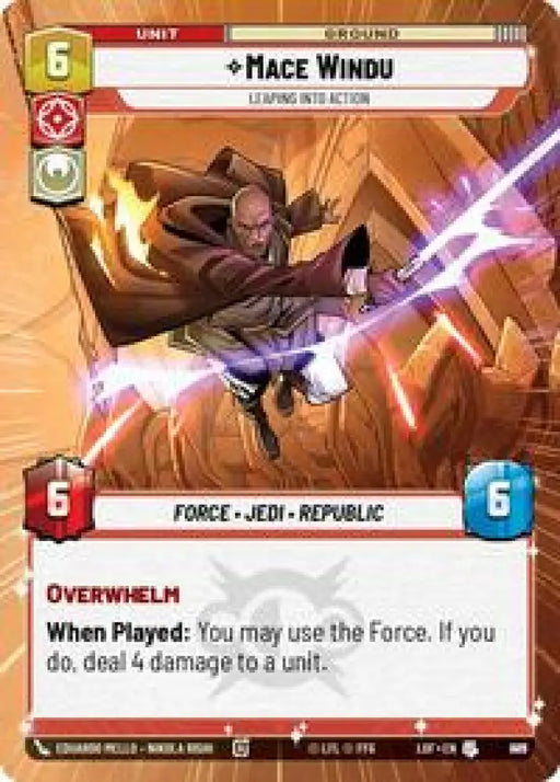 Mace Windu - Leaping into Action (Hyperspace Foil) (889) [Legends of the Force]