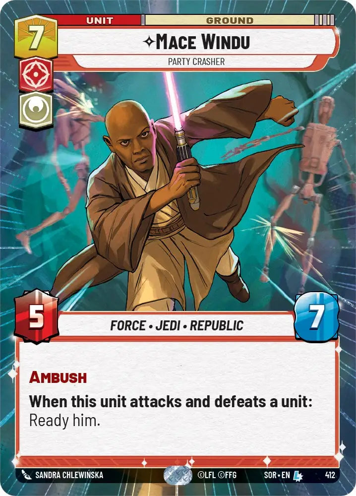 Mace Windu - Party Crasher (Hyperspace) (412) [Spark of Rebellion] - Star Wars: Unlimited Single