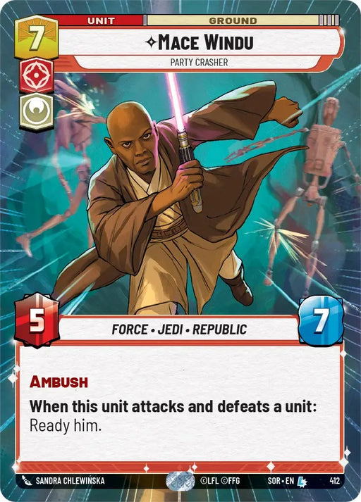 Mace Windu - Party Crasher (Hyperspace) (412) [Spark of Rebellion] - Star Wars: Unlimited Single