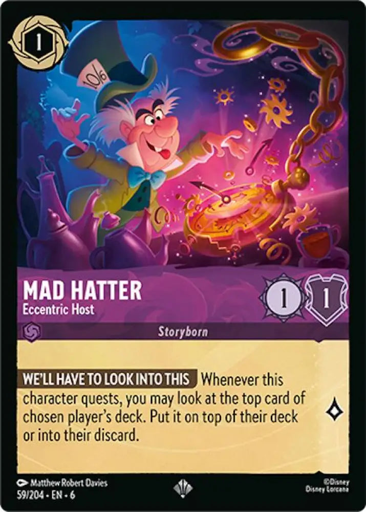 Mad Hatter - Eccentric Host (59/204) [Azurite Sea] - Lorcana Single