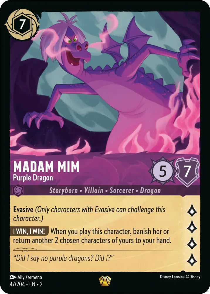 Madam Mim - Purple Dragon (47/204) [Rise of the Floodborn] - Lorcana Single