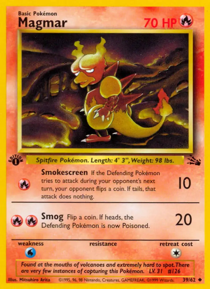 Magmar (39/62) [Fossil 1st Edition] - Pokemon Single