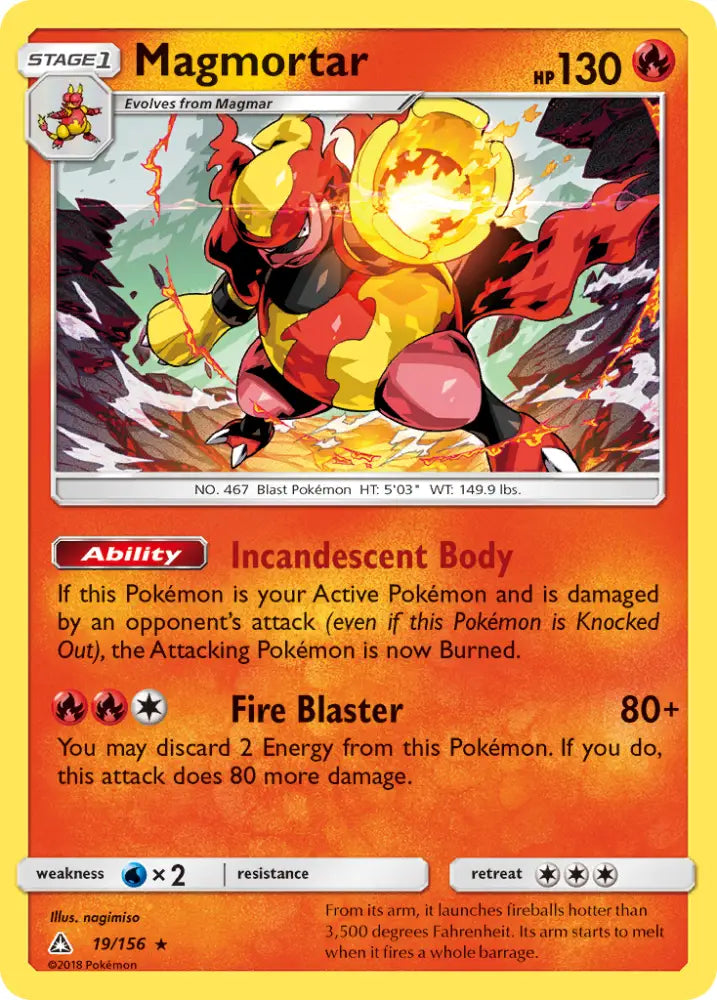 Magmortar (19/156) [Sun & Moon: Ultra Prism] - Pokemon Single