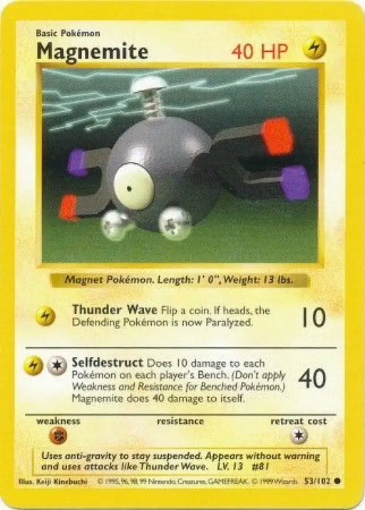 Magnemite (53/102) [Base Set Shadowless Unlimited] - Pokemon Single
