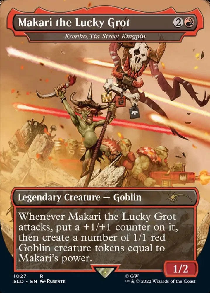 Makari the Lucky Grot - Krenko Tin Street Kingpin (Borderless) [Secret Lair Drop Series] - MTG Single