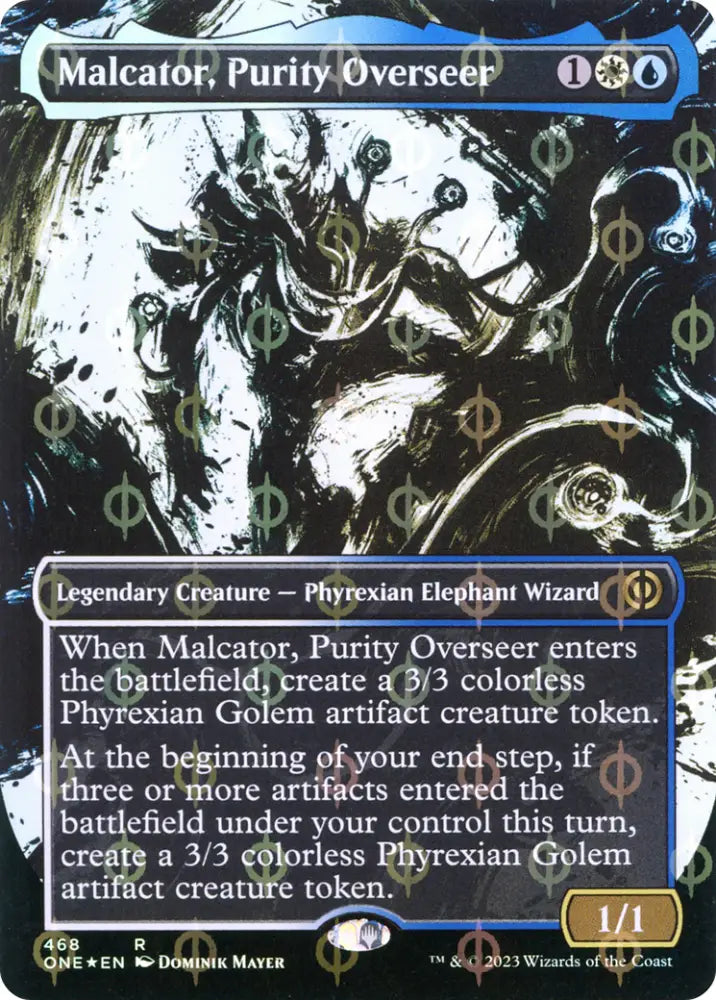 Malcator Purity Overseer (Borderless Ichor Step-and-Compleat Foil) [Phyrexia: All Will Be One] - MTG Single