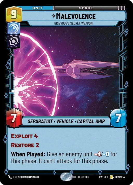 Malevolence - Grievous’s Secret Weapon (039/257) [Twilight of the Republic] - Star Wars: Unlimited Single
