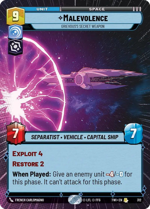 Malevolence - Grievous’s Secret Weapon (Hyperspace) (312) [Twilight of the Republic] - Star Wars: Unlimited Single