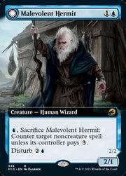 Malevolent Hermit // Benevolent Geist (Extended Art) [Innistrad: Midnight Hunt] - MTG Single