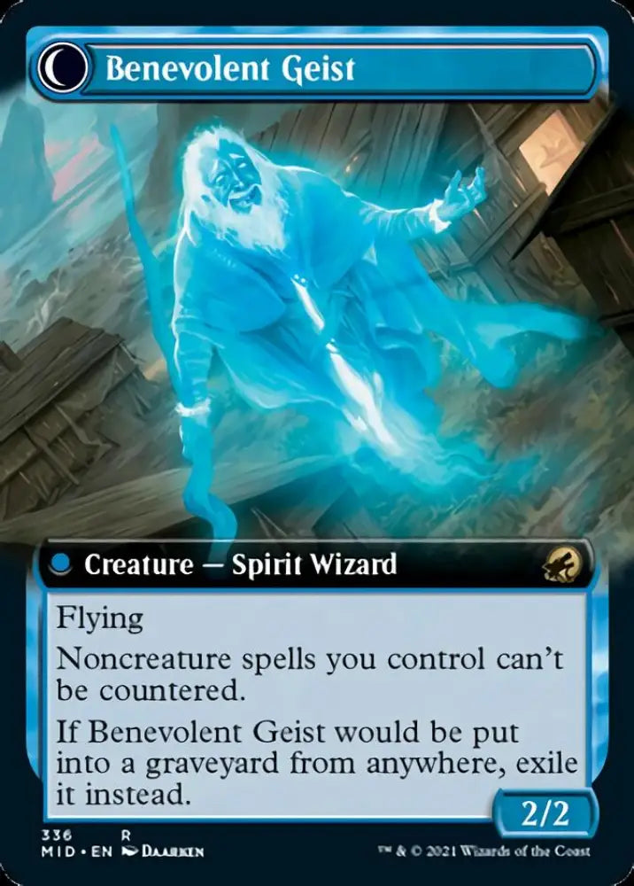 Malevolent Hermit // Benevolent Geist (Extended Art) [Innistrad: Midnight Hunt] - MTG Single