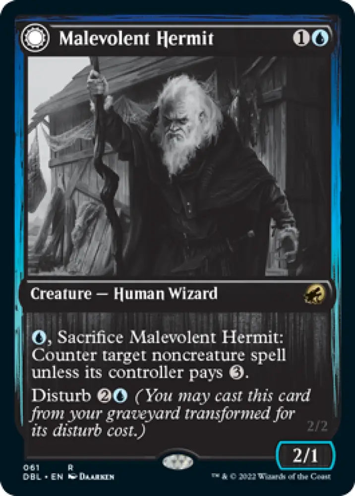 Malevolent Hermit // Benevolent Geist [Innistrad: Double Feature] - MTG Single