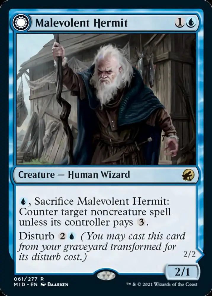 Malevolent Hermit // Benevolent Geist [Innistrad: Midnight Hunt] - MTG Single