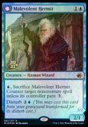 Malevolent Hermit // Benevolent Geist [Innistrad: Midnight Hunt Prerelease Promos] - MTG Single