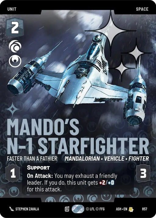 Mando's N-1 Starfighter - Faster than a Fathier (Prestige Foil) (857) [Ashes of the Empire]