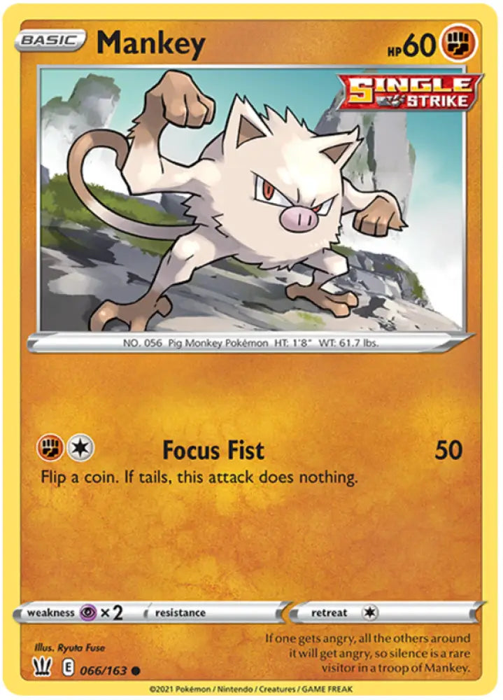 Mankey (066/163) [Sword & Shield: Battle Styles] - Pokemon Single