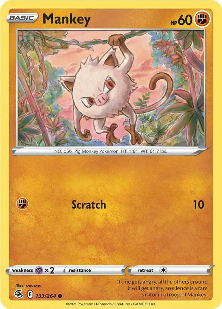 Mankey (133/264) [Sword & Shield: Fusion Strike] - Pokemon Single