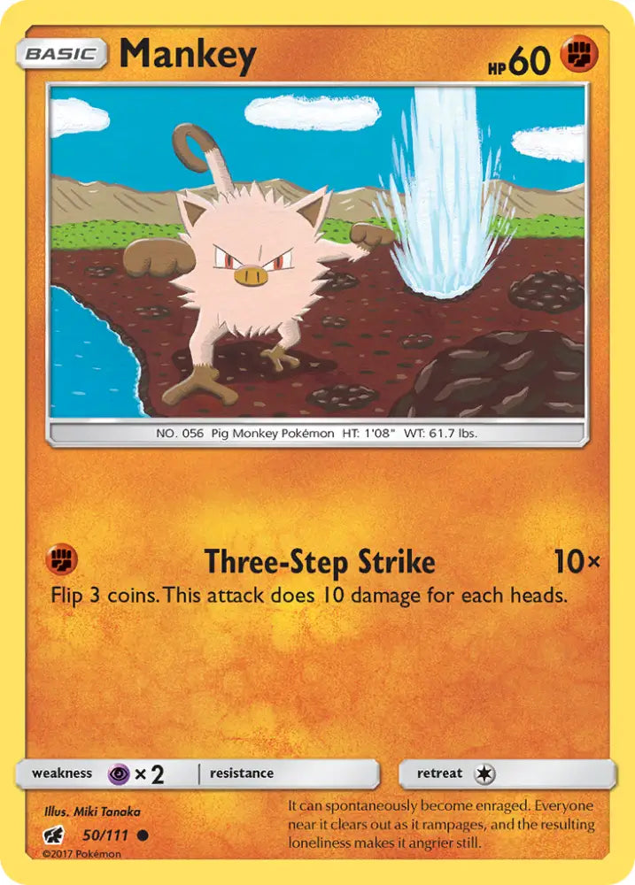 Mankey (50/111) [Sun & Moon: Crimson Invasion] - Pokemon Single