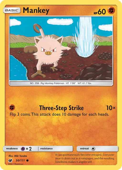 Mankey (50/111) [Sun & Moon: Crimson Invasion] - Pokemon Single