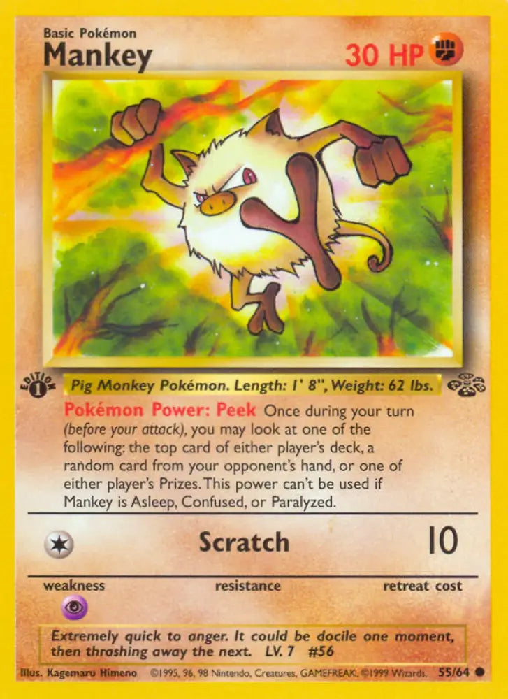 Mankey (55/64) [Jungle 1st Edition] - Pokemon Single