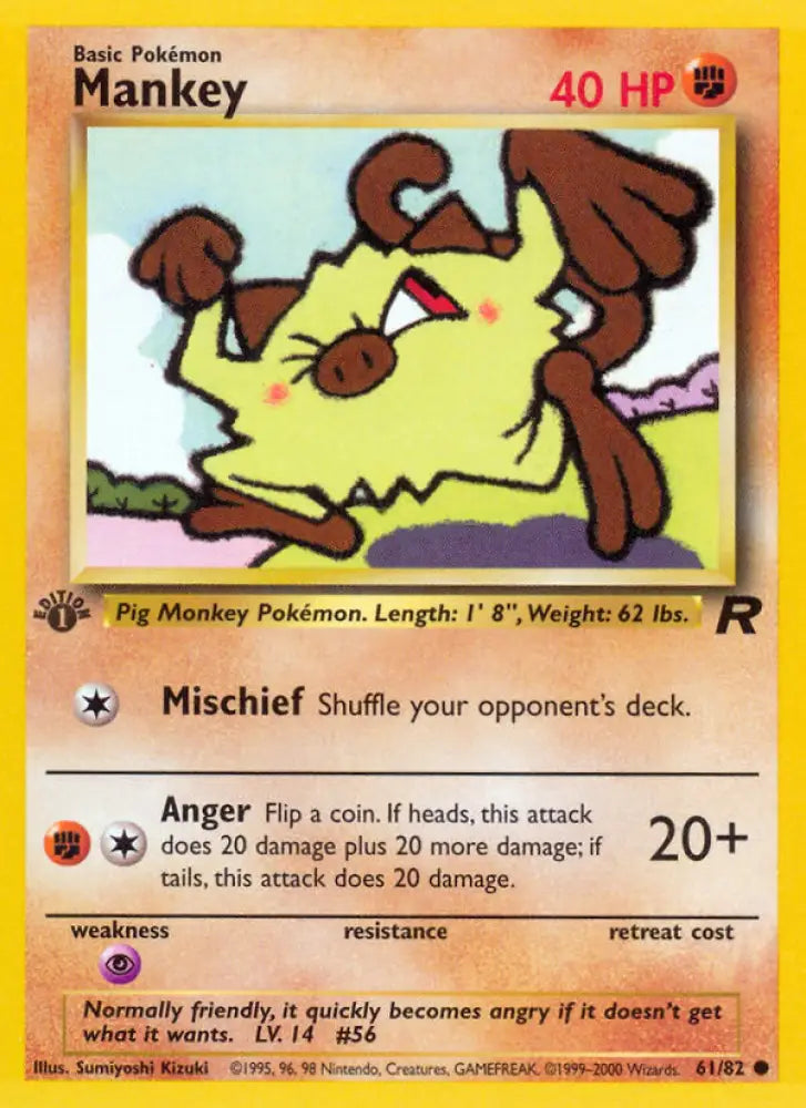 Mankey (61/82) [Team Rocket 1st Edition] - Pokemon Single