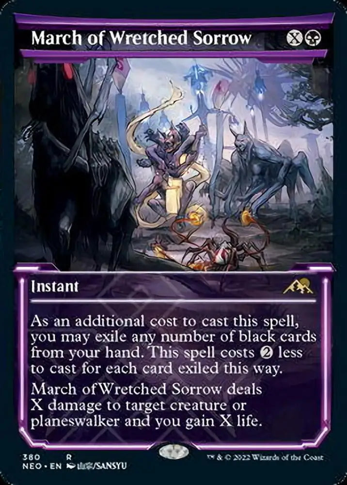 March of Wretched Sorrow (Showcase Soft Glow) [Kamigawa: Neon Dynasty] - MTG Single