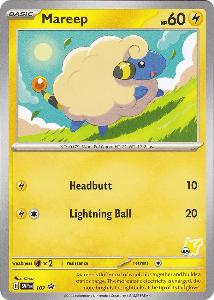 Mareep (107) (Pikachu Stamp #45) [Battle Academy 2024] - Pokemon Single