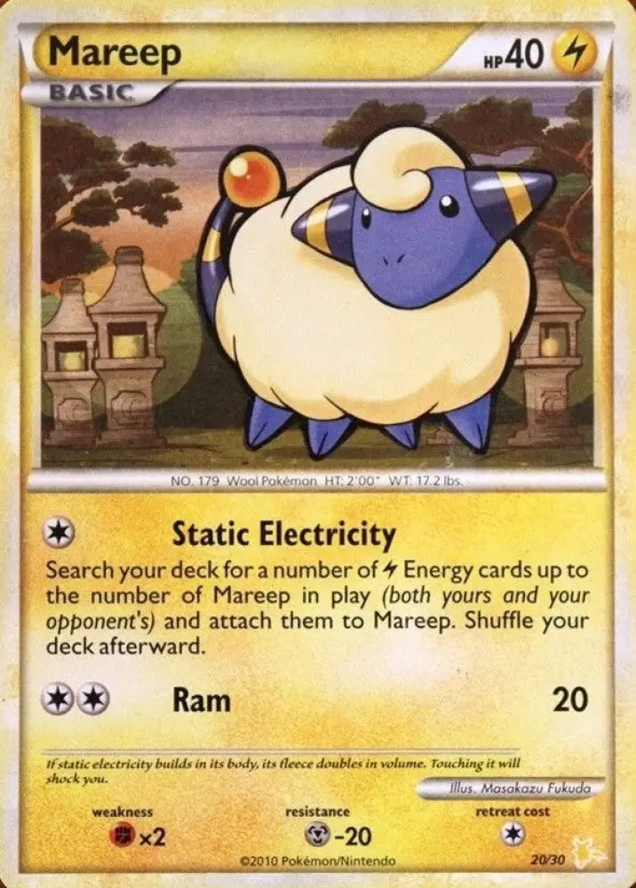Mareep (20/30) [HeartGold & SoulSilver: Trainer Kit - Raichu] - Pokemon Single