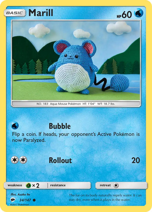 Marill (34/147) [Sun & Moon: Burning Shadows] - Pokemon Single