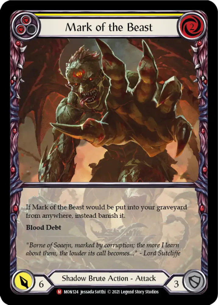 Mark of the Beast (Extended Art) [Monarch 1st Edition] 1st Edition Rainbow Foil - Flesh And Blood Single