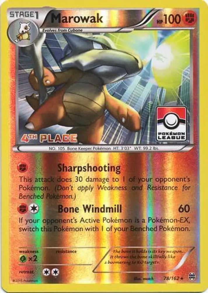 Marowak (78/162) (League Promo 4th Place) [XY: BREAKthrough] - Pokemon Single