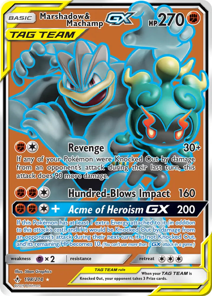Marshadow & Machamp GX (198/214) [Sun & Moon: Unbroken Bonds] - Pokemon Single