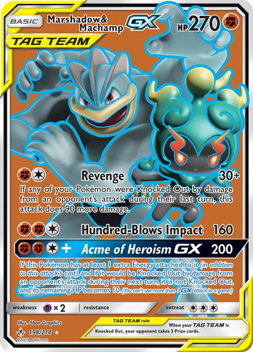 Marshadow & Machamp GX (198/214) [Sun & Moon: Unbroken Bonds] - Pokemon Single