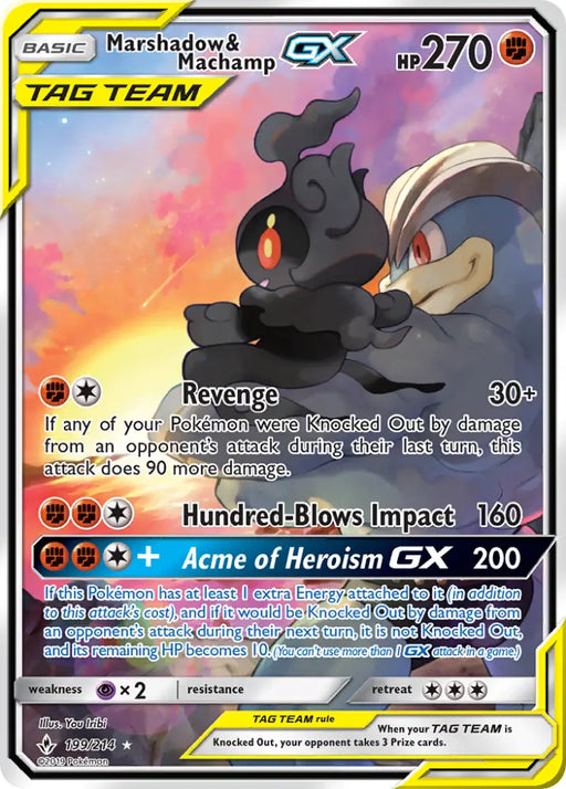 Marshadow & Machamp GX (199/214) [Sun & Moon: Unbroken Bonds] - Pokemon Single