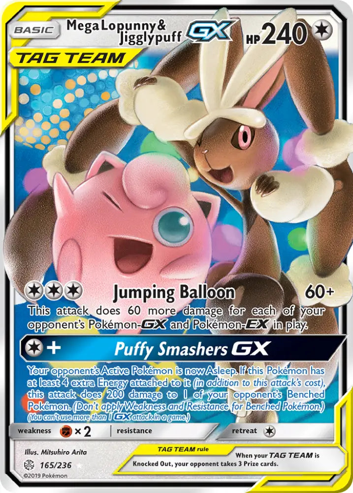 Mega Lopunny & Jigglypuff GX (165/236) [Sun & Moon: Cosmic Eclipse] - Pokemon Single