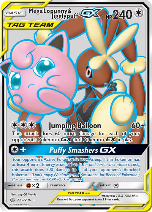 Mega Lopunny & Jigglypuff GX (225/236) [Sun & Moon: Cosmic Eclipse] - Pokemon Single