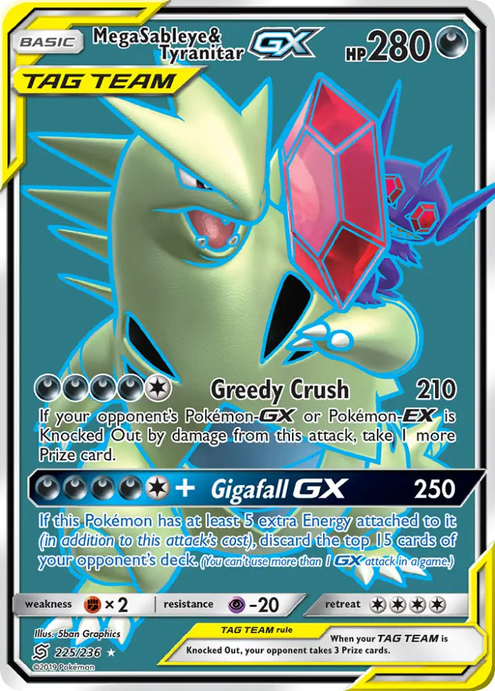 Mega Sableye & Tyranitar GX (225/236) [Sun & Moon: Unified Minds] - Pokemon Single