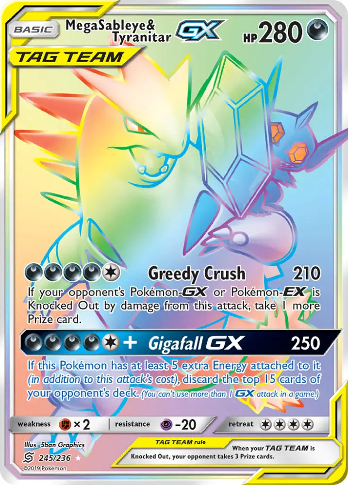 Mega Sableye & Tyranitar GX (245/236) [Sun & Moon: Unified Minds] - Pokemon Single