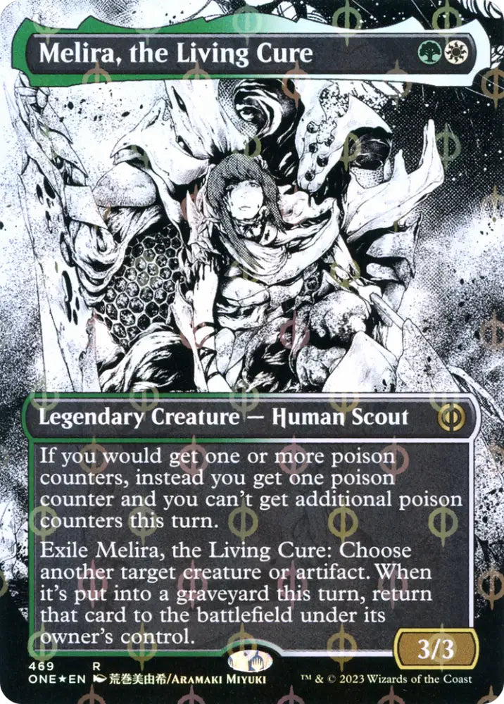 Melira the Living Cure (Borderless Manga Step-and-Compleat Foil) [Phyrexia: All Will Be One] - MTG Single