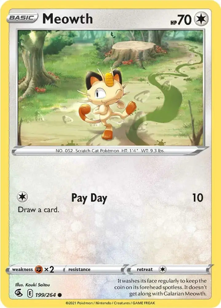 Meowth (199/264) [Sword & Shield: Fusion Strike] - Pokemon Single