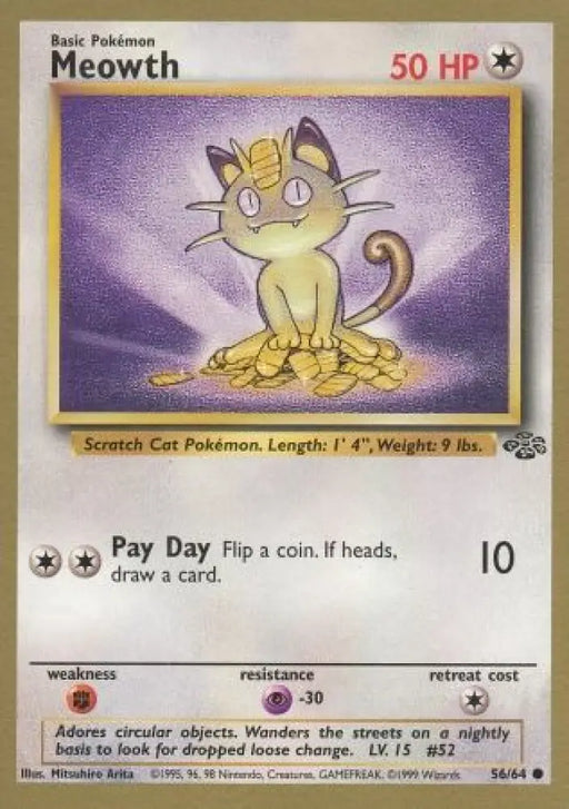 Meowth (56/64) (Gold Bordered Promo) [Jungle Unlimited] - Pokemon Single