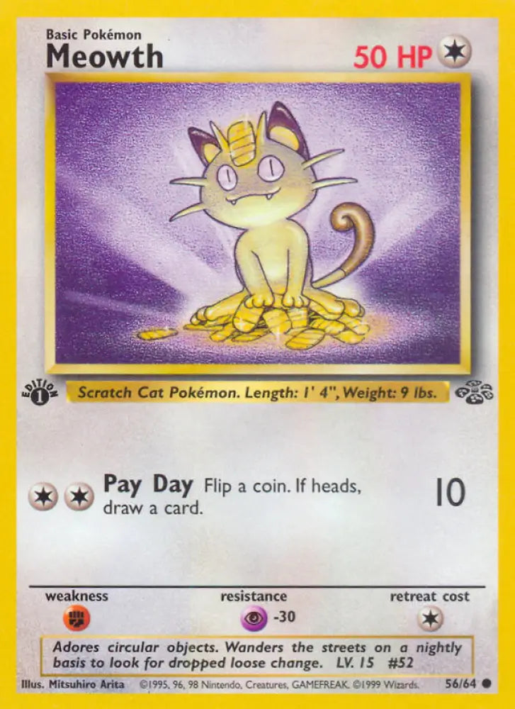Meowth (56/64) [Jungle 1st Edition] - Pokemon Single