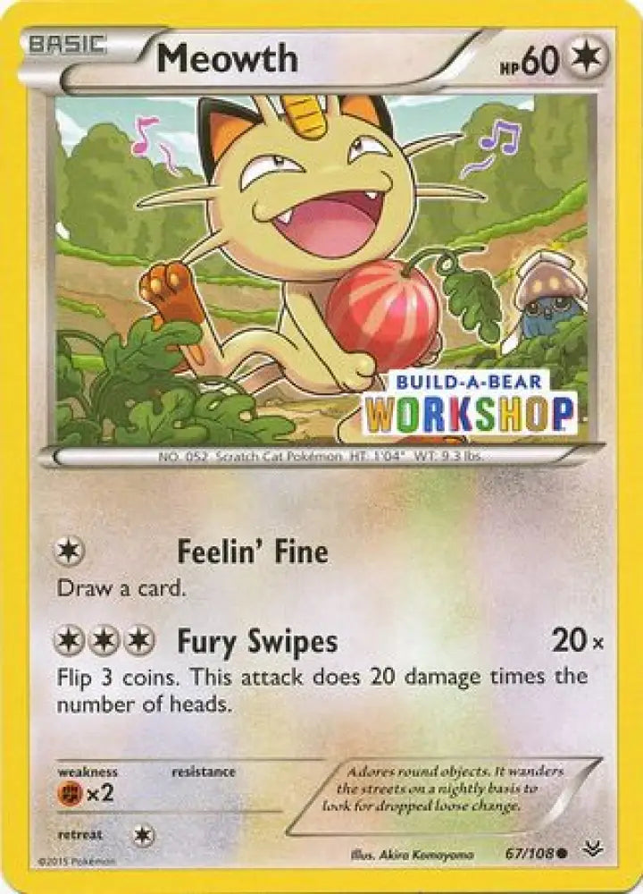 Meowth (67/108) (Build A Bear Workshop Exclusive) [XY: Roaring Skies] - Pokemon Single
