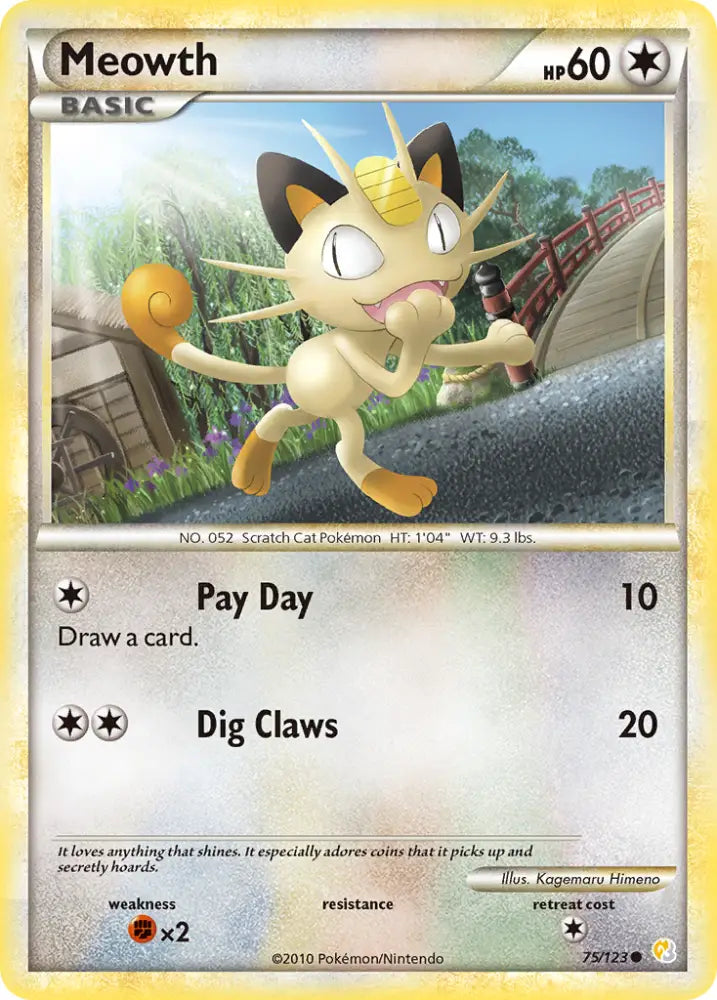 Meowth (75/123) [HeartGold & SoulSilver: Base Set] - Pokemon Single