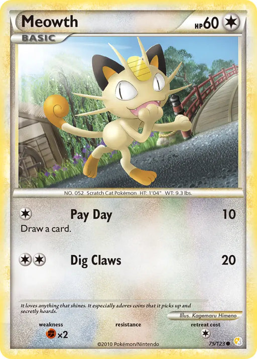 Meowth (75/123) [HeartGold & SoulSilver: Base Set] - Pokemon Single