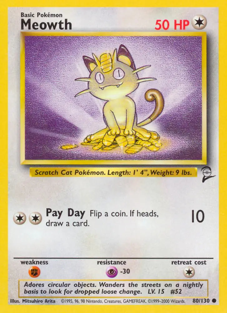 Meowth (80/130) [Base Set 2] - Pokemon Single
