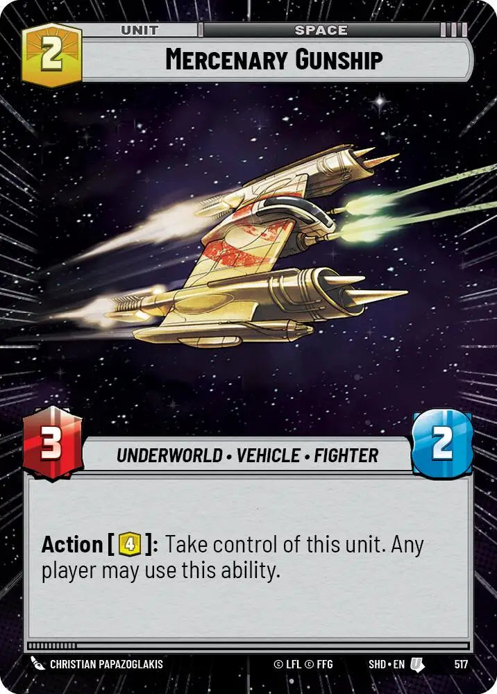 Mercenary Gunship (Hyperspace) (517) [Shadows of the Galaxy] - Star Wars: Unlimited Single